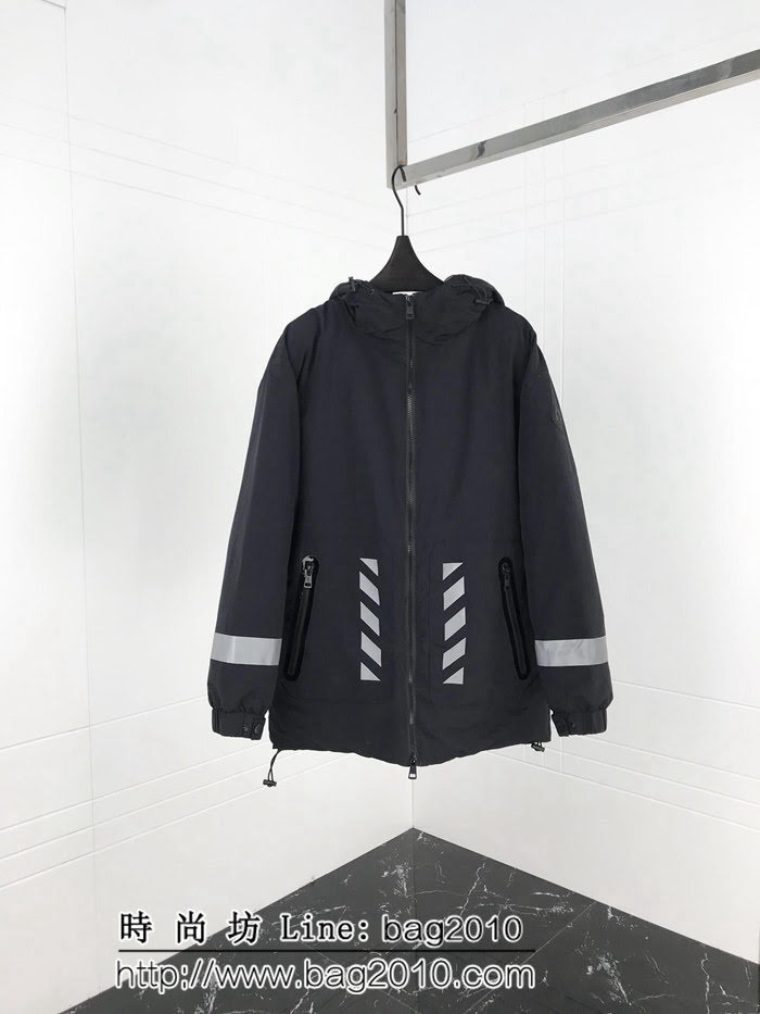 Moncler X OFF 18秋冬新款羽絨服 定制3M反光剪頭 雙層覆蓋設計 高版本情侶款 ydi2557